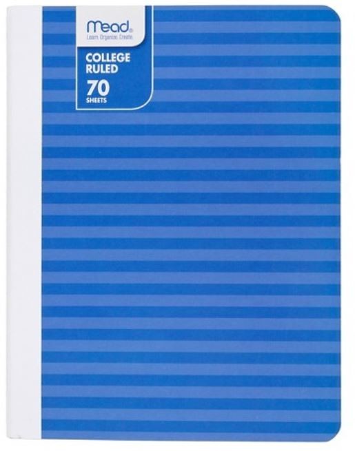 Mead 70 Sheet College Ruled Paper Cover Notebook - Azure