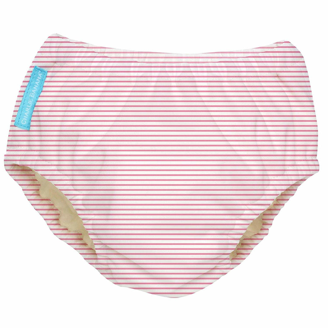 Charlie Banana Reusable Swim Diaper, Pink Stripe - M
