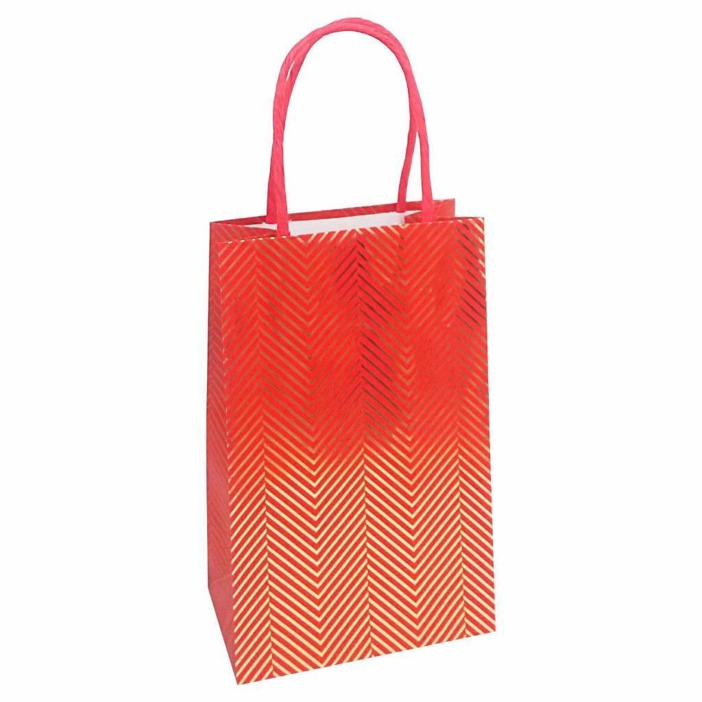 SPRITZ, 18 Ct Red & Gold Gift Bags 8.25in Tall X 5.25in X 3.25in
