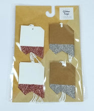 Load image into Gallery viewer, 4 Packs of 8 Count - Glitter Tags, Each Pack has 4 Each of 2 Designs
