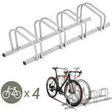 Load image into Gallery viewer, 4 Bike Bicycle Stand Parking Garage Storage Organizer Cycling Rack Silver
