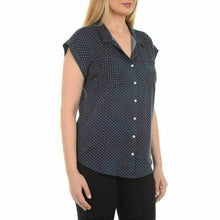 Load image into Gallery viewer, Jachs Girlfriend Ladies Tencel Blouse- Navy Print - Size Med
