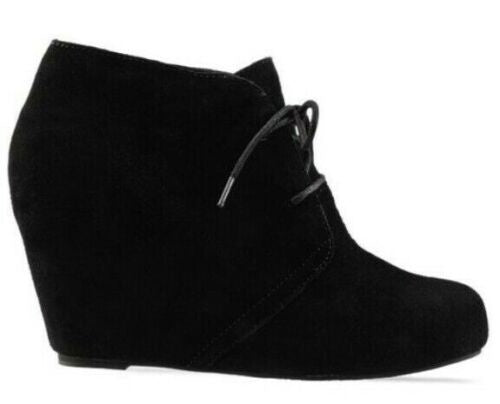 Women's Dolce Vita Terri Black Size 5.5 Lace Up Wedge Booties