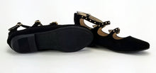 Load image into Gallery viewer, Girls&#39; Stevies #JANIE Strappy Stud Ballet Flats, Black, Junior Sizes (4-12 yrs)
