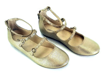 Load image into Gallery viewer, Girls&#39; Stevies Janie Strappy Stud Ballet Flats, Gold, Junior Sizes (4-12 yrs)
