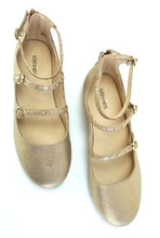 Load image into Gallery viewer, Girls&#39; Stevies Janie Strappy Stud Ballet Flats, Gold, Junior Sizes (4-12 yrs)

