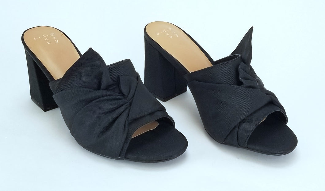 Women's Knotted Bow Mule Heel Pumps - A New Day, Color: Black, Size: 8 US