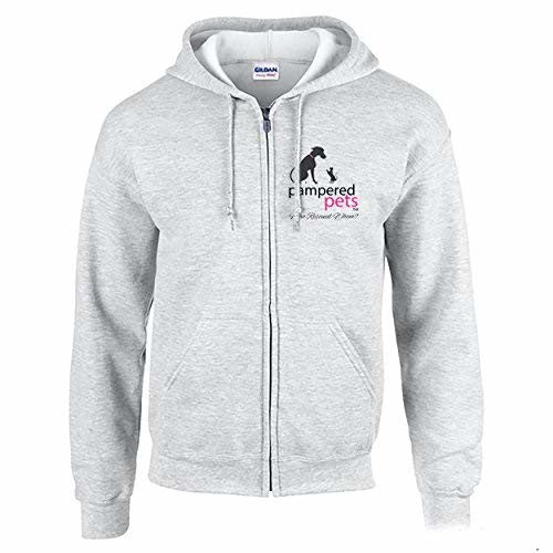 Pampered Pets Adult 8-Ounce Heavy Blend Full Zippered Hoodie Sweatshirt with Logo and 