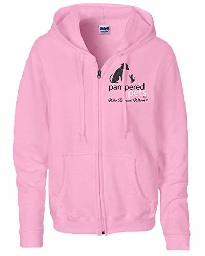 Pampered Pets Women's 8-Ounce Heavy Blend Full ZippeRed Hoodie Sweatshirt with 