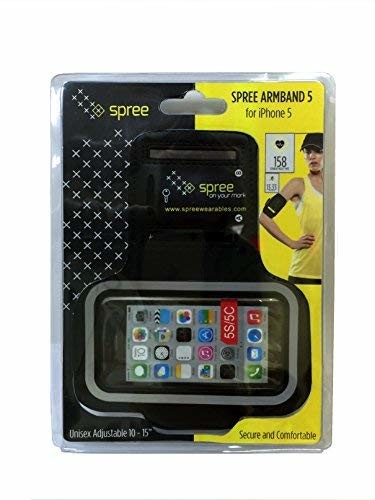 Spree Neoprene Adjustable Armband Phone Holder for iPhone 5, Black, One Size