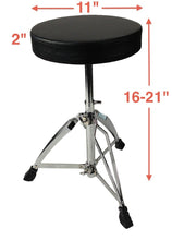 Load image into Gallery viewer, Drum Throne Chrome Double Braced Adjustable Round Swivel Seat Stool
