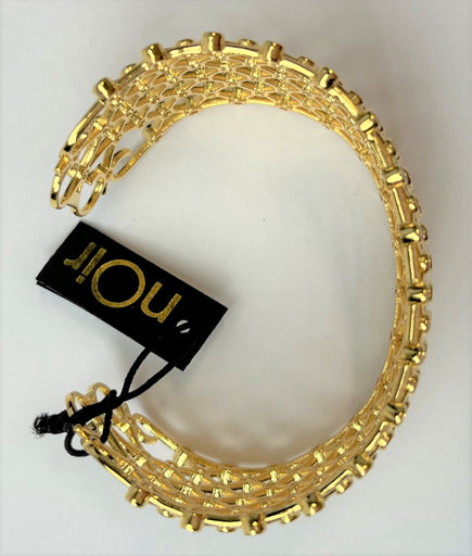 nOir Replay Bracelet Cuff, 18K Gold-Plated Brass with Crystal Accents, One Size