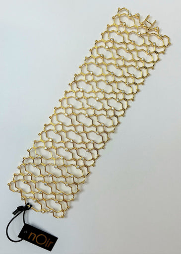 nOir Escher Bracelet, Cuff Style 18K Gold-Plated Brass with Crystals, One Size
