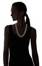Load image into Gallery viewer, nOir Geo Pave Open Necklace, 14K Gold-Plated Brass, Cubic Zirconia Trim
