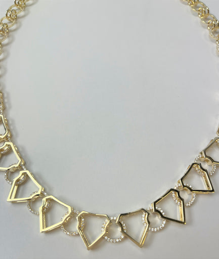 nOir Geo Pave Open Necklace, 14K Gold-Plated Brass, Cubic Zirconia Trim