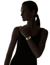 Load image into Gallery viewer, nOir Modernist Open Cuff Set,14k Gold-Plated Brass, Cubic Zirconia, 3 Bracelets
