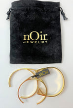 Load image into Gallery viewer, nOir Modernist Open Cuff Set,14k Gold-Plated Brass, Cubic Zirconia, 3 Bracelets
