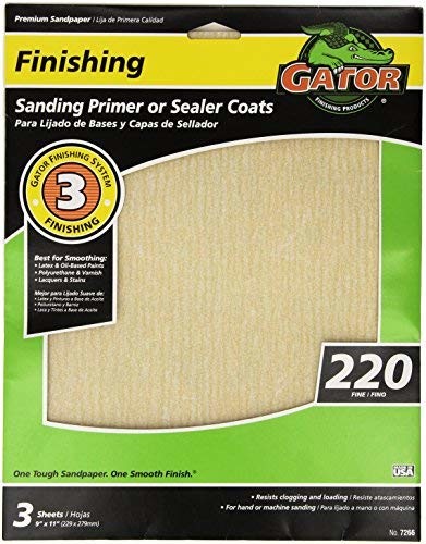 Gator Finishing 7266 220 Grit Aluminum Oxide Sanding Sheets (3 pack), 9