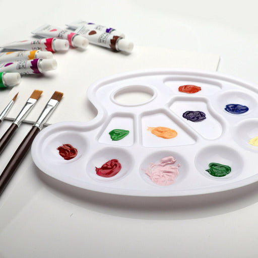 Artist Plastic Palette, Paint Mixing Oil, Acrylic, Watercolor, 10 Section Tray