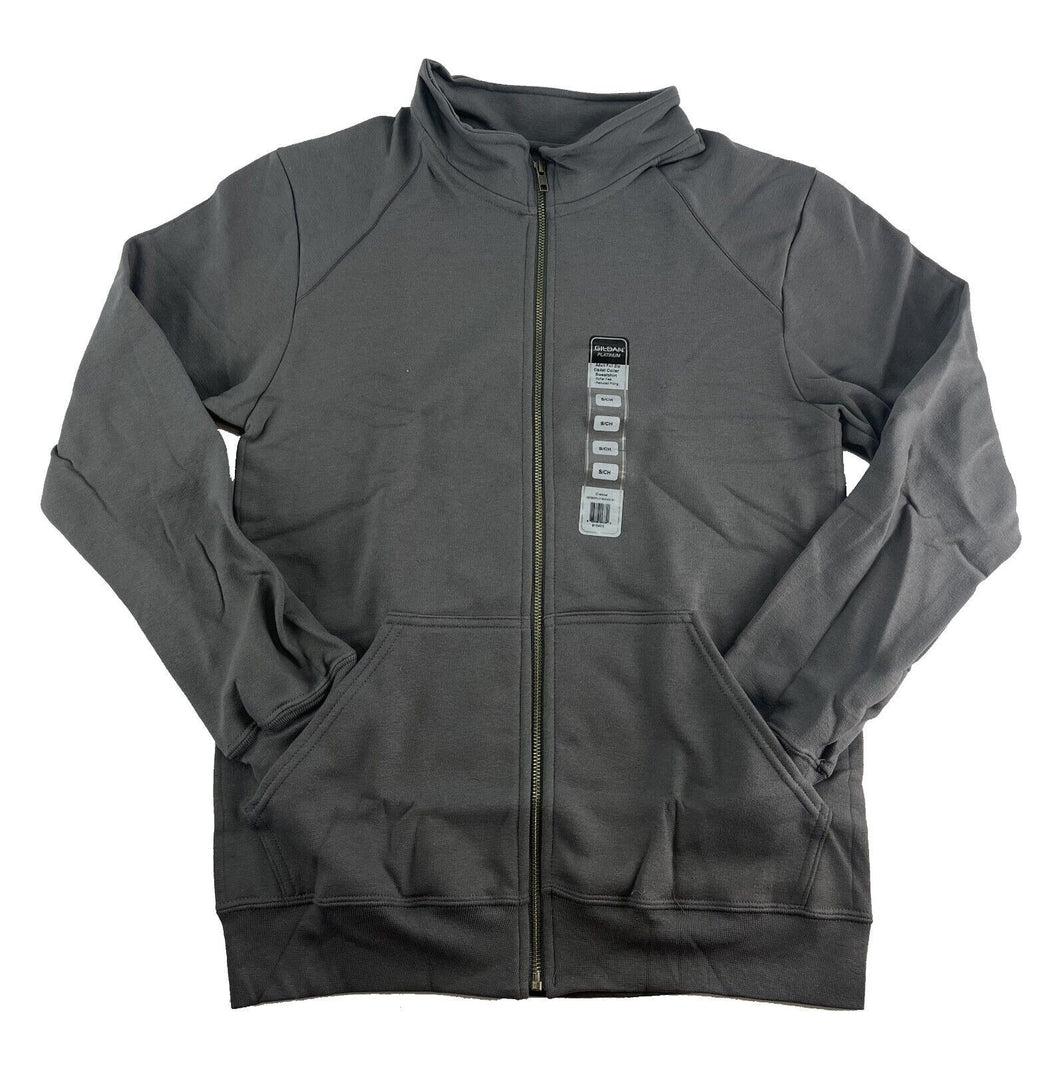 Men's Cadet Collar Full Zip Sweatshirt Jacket by GILDAN Charcoal Gray Small