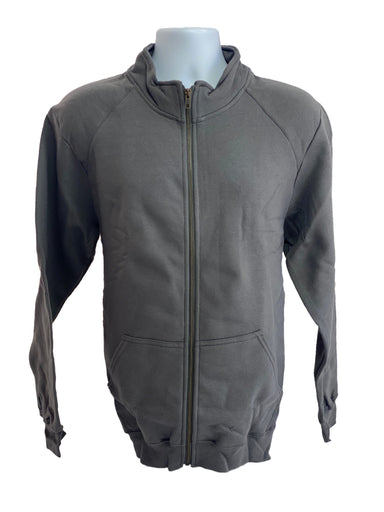 Men's Cadet Collar Full Zip Sweatshirt Jacket by GILDAN Charcoal Gray Small