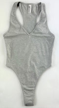 Load image into Gallery viewer, Women&#39;s Bodysuit Cotton Spandex Halter Thong by American Apparel Heather Gray
