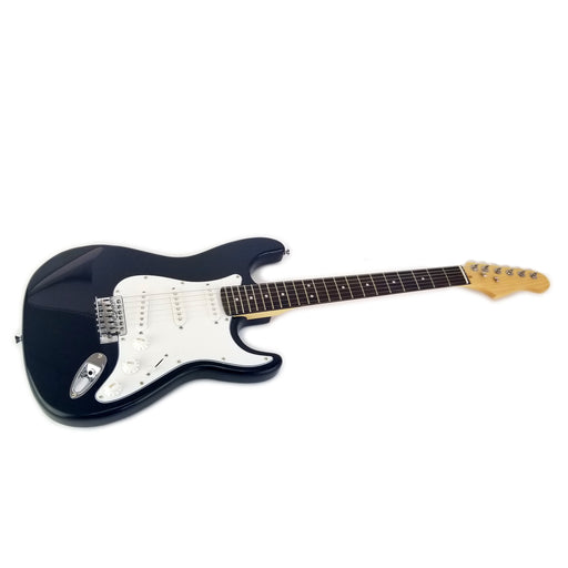 Full Size Right Handed Electric 6 String Guitar, Solid Wood Body and Bolt on Neck, Cable and Tremolo Arm, Color: Gloss Black