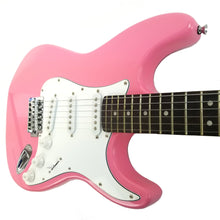Load image into Gallery viewer, Full Size Right Handed Electric 6 String Guitar, Solid Wood Body and Bolt on Neck, Cable and Tremolo Arm, Color: Hot Pink
