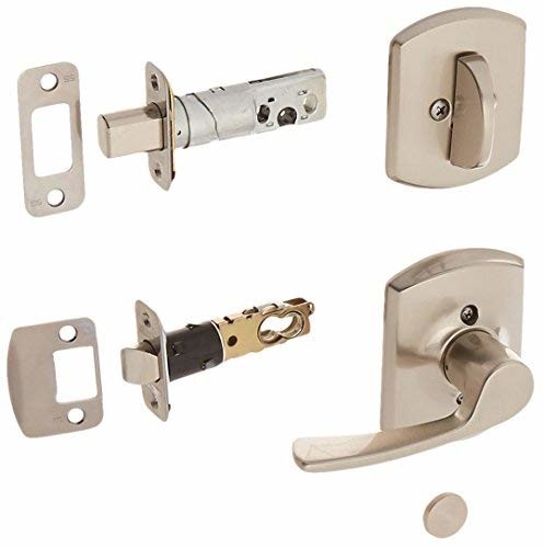 Schlage Lock Company F59MER619GRWLH Merano Left Handed Lever Single Cylinder Interior Pack wi, Satin Nickel