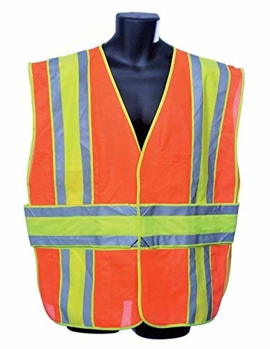 Major Gloves 98-2700-O-2XL Class II Safety Vest with 1-Inch Silver Reflector Stripes, 2X-Large, Orange