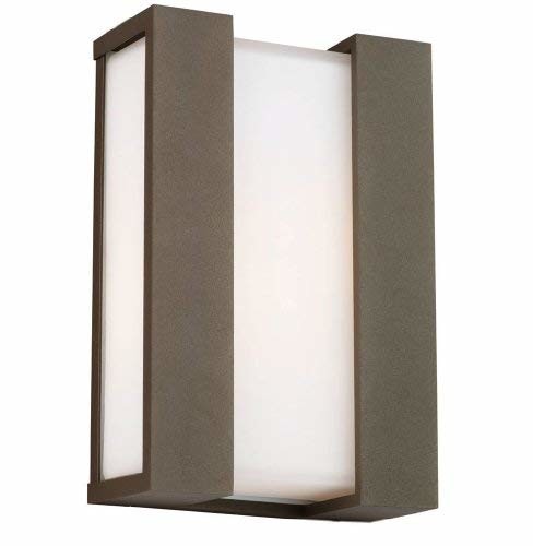 Forecast Lighting F8541-11U Newport Two-Light Energy Efficient Exterior Wall with Etched White Opal Glass, Bronze TDL Finish