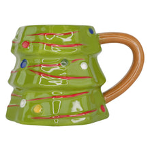 Load image into Gallery viewer, Threshold Earthenware Christmas Tree Coffee Mug Sculpted Glazed 15.5oz Green
