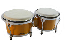 Load image into Gallery viewer, Zenison - BONGO DRUMS 8+9&quot; SET, NATURAL WOOD Dual Bongos WORLD LATIN Percussion

