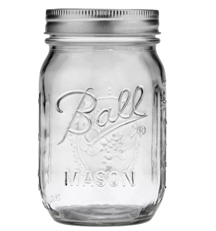 6 Pack - MASON JARS 16 oz Regular Mouth Glass Canning Jar Set with Lids & Bands