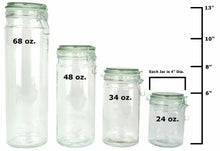 Load image into Gallery viewer, Set of 16 Glass Storage Jars with Silicone Sealing Hinged Lids, 4 Sizes
