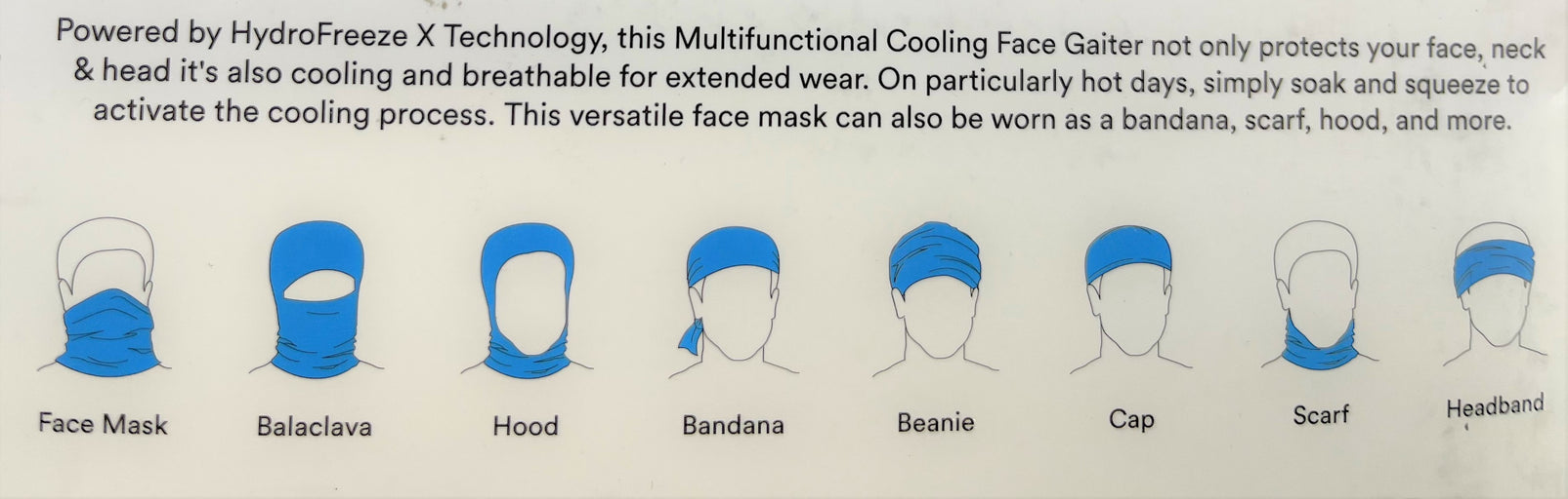 2-Pack Head Cooling Gaiters UPF 50+ Moisture Wicking Headband, Scarf, Balaclava