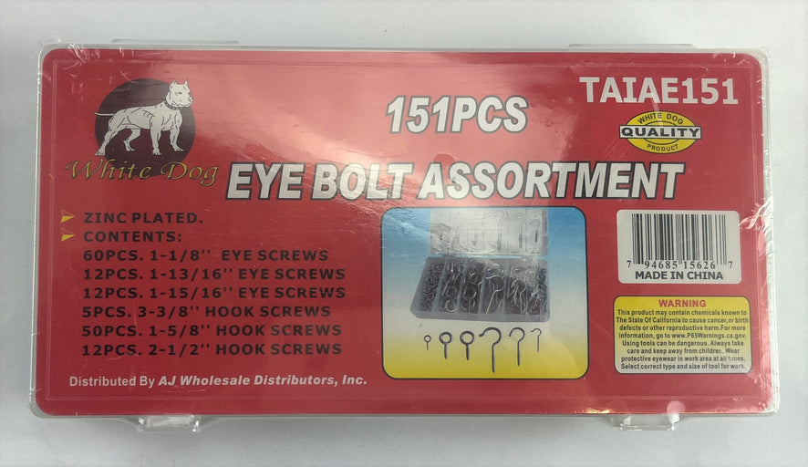 151 Piece Eye Bolt Screw Hook Assorted Set TAIAE151 White Dog Brand