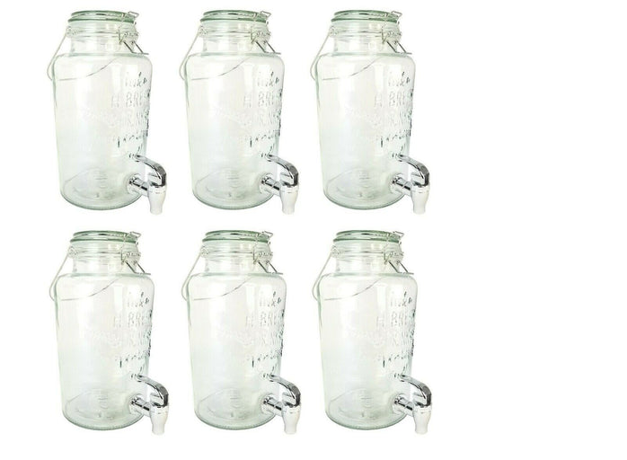 Set of 6 Lemonade Dispensers with Lids and Spigots, Party Beverage Dispensers