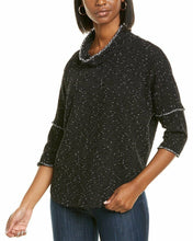 Load image into Gallery viewer, Max Studio Women&#39;s XS Black and White Cowl Neck 3/4 Sleeve Double Knit Top
