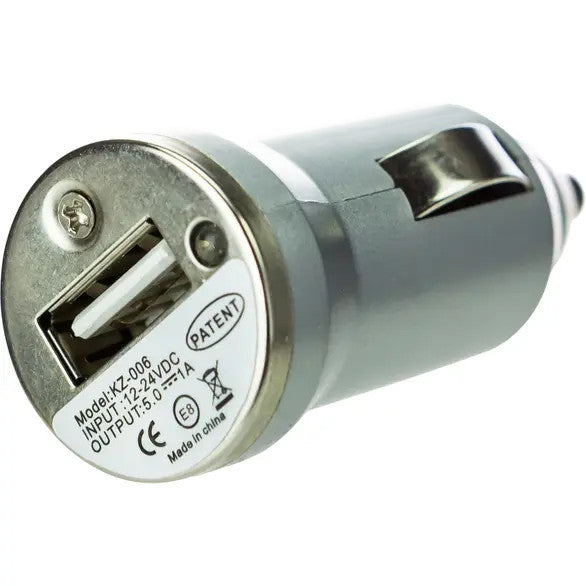 USB Car Charger Cigarette Lighter Socket 12 Volt Converter Silver Output 5V 1Amp