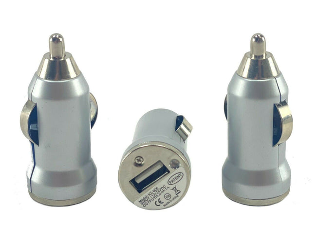 USB Car Charger Cigarette Lighter Socket 12 Volt Converter Silver Output 5V 1Amp