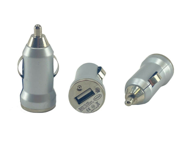 USB Car Charger Cigarette Lighter Socket 12 Volt Converter Silver Output 5V 1Amp
