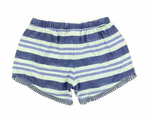 DKNY Girls Shorts 2 Pack - Chambray Moss Purple Stripes & Denim - Size 5 - New
