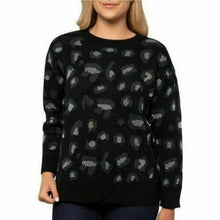 Load image into Gallery viewer, Kendall + Kylie Sweater Animal Print Cozy Top Black/Silver/Gray, Large - New
