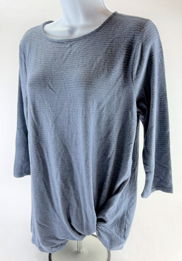 Matty Super Soft Knot Top Extra Cozy Fabric Long Sleeve Blue/Gray - Small - New