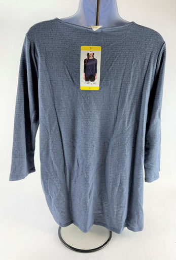 Matty Super Soft Knot Top Extra Cozy Fabric Long Sleeve Blue/Gray - Small - New