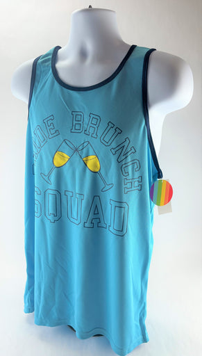 LGBTQ Men's Gay PRIDE Brunch Squad Tank Top Shirt, Mesh Jersey Blue Med New