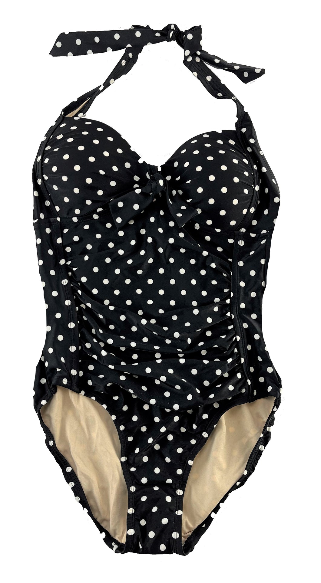 Vintage Style One Piece Swimsuit by Merona - Black Polka-Dot - Size Large - New