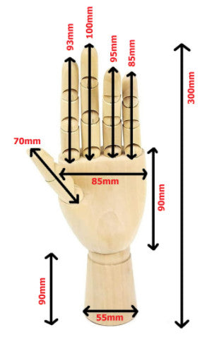 Wooden Left Hand - Body Artist Model, Jointed  Articulated Flexible Fingers, New
