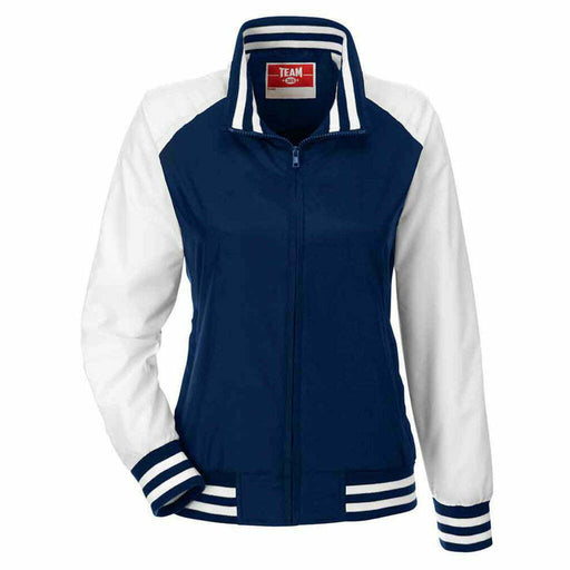 Team 365 Retro Style Ladies Championship Jacket, Dark Navy & White, 2XL - New